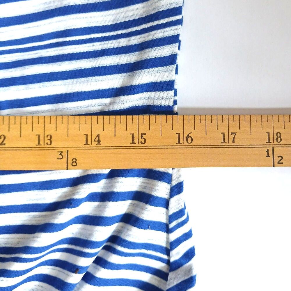 Talbots Striped Knee Length Dress PL Blue White Cotton Coastal Nautical Preppy - Picture 4 of 8